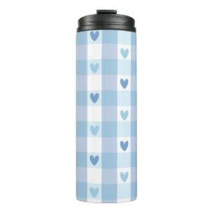 Cute Pastel Chequered Love Design Thermal Tumbler