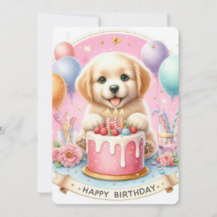 Cute Pastel Chiot Labrador - Carte d'anniversaire