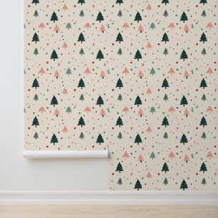 Cute Pastel Christmas Tree Pattern Wallpaper