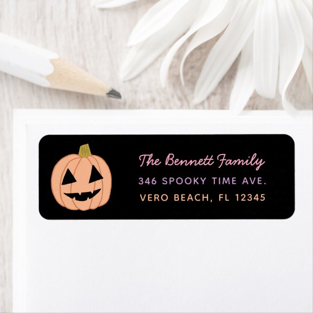 Cute Pastel Citrouille Halloween Adresse de retour (En situation)