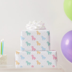 Cute Pastel Colorful Horses Dots Pattern 2026 Wrapping Paper