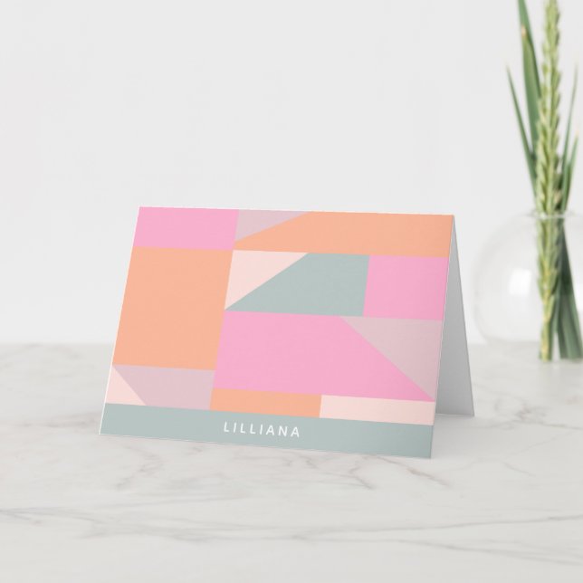 Cute Pastel Colour Block Geometric Personalized Card (Front)