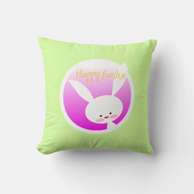 Cute Pastel Colour Easter Bunny Happy Easter Throw Pillow (Front)