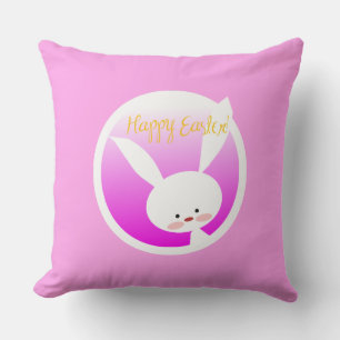 Cute Pastel Colour Easter Bunny Happy Easter Throw Pillow