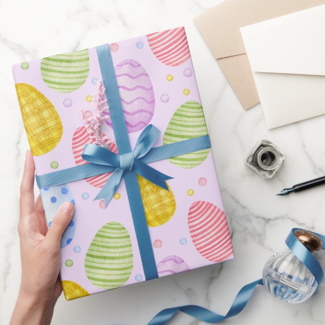 Cute Pastel Colour Easter Eggs   Wrapping Paper (Gifting)