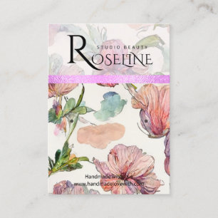 Cute pastel colour purple  flower Earring Display Business Card