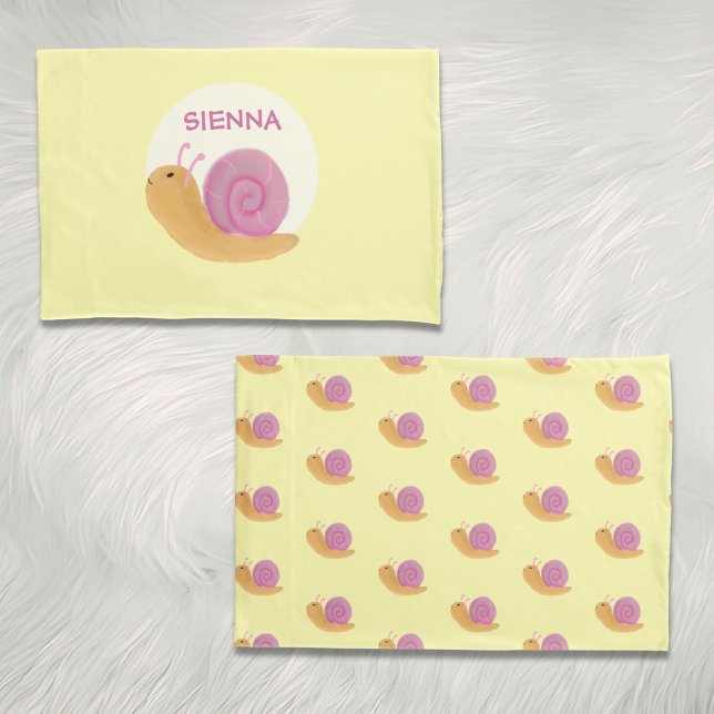Cute Pastel colour Snail Pattern Personalized kids Pillowcase (Creator Uploaded)