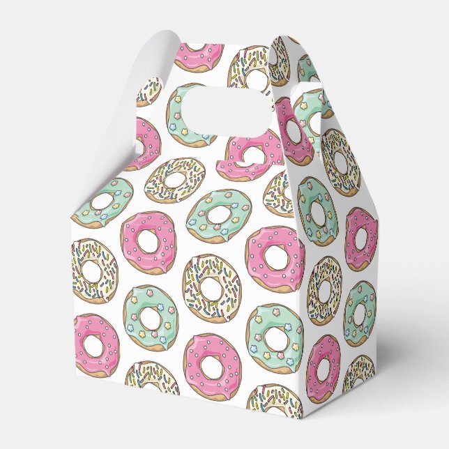 Cute Pastel Coloured Icing Doughnuts Pattern Favor Box (Front Side)