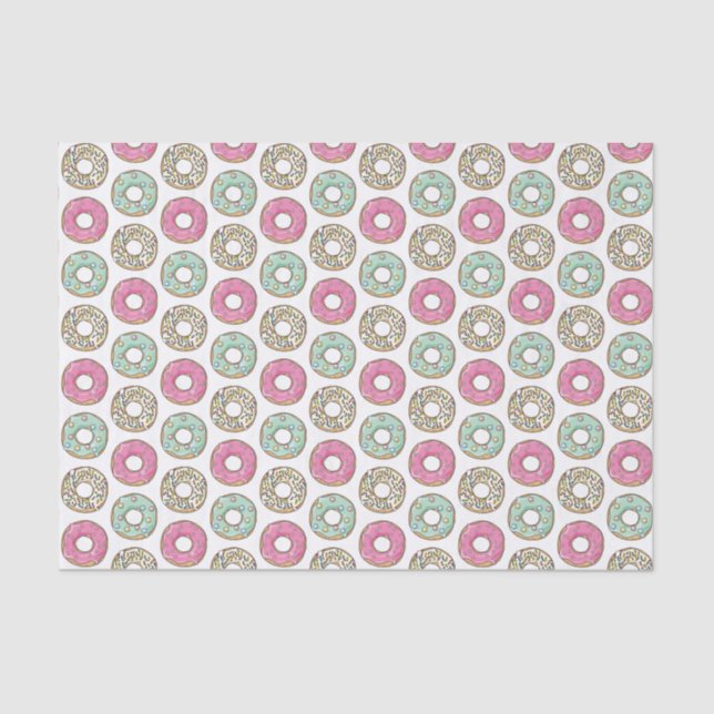 Cute Pastel Coloured Icing Doughnuts Pattern Tissue Paper (Front)