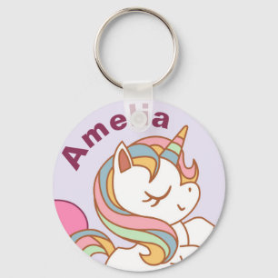 Cute Pastel Coloured Unicorn Personalised Keychain