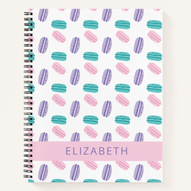 Cute Pastel Colourful Kawaii Macarons Personalized Notebook (Front)