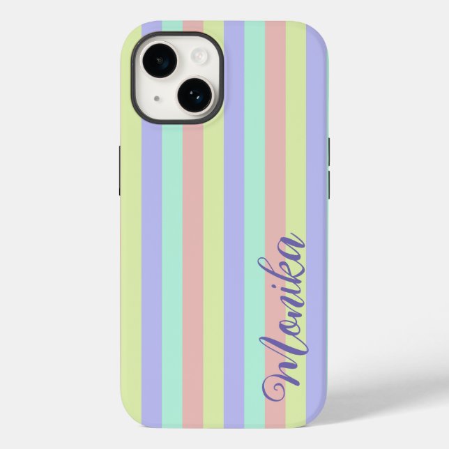 Cute Pastel Colourful Strips Personized  Case-Mate iPhone Case (Back)