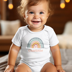 Cute Pastel Colours Hand Drawn Rainbow Baby Bodysuit