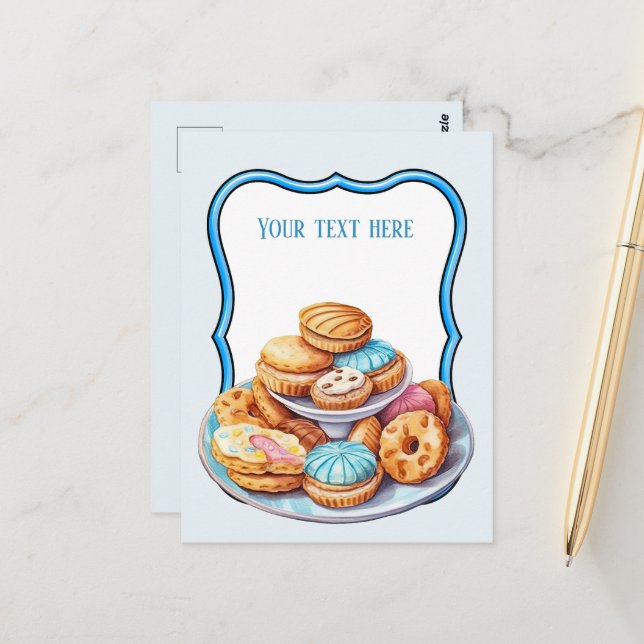 Cute Pastel cookies add text Business  Postcard (Front/Back In Situ)