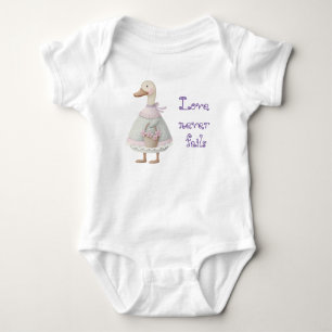Cute Pastel Cottagecore Faith Duck Flowers Bow Baby Bodysuit