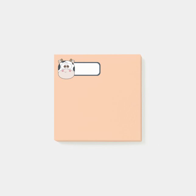 Cute Pastel Cow Post it Notes Personalized Name (Front)