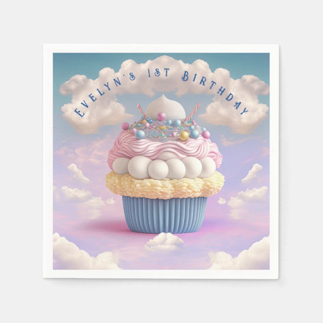 Cute Pastel Cupcake Birthday   Napkin (Front)