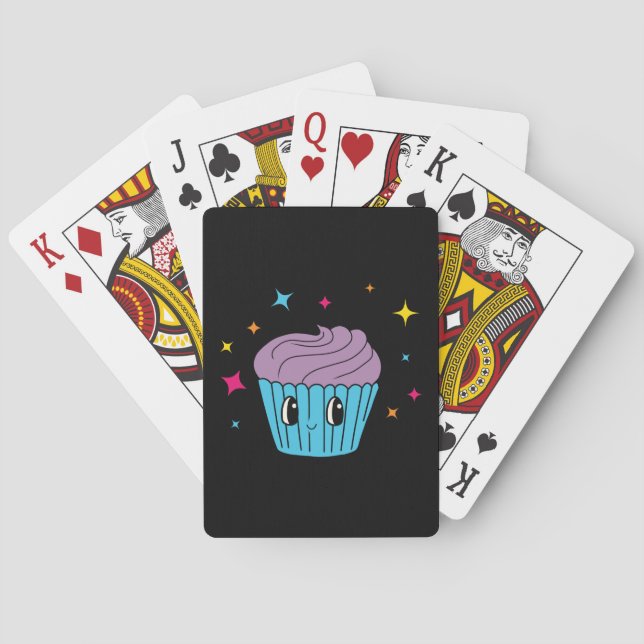 Cute Pastel Cupcake Playing Cards (Back)