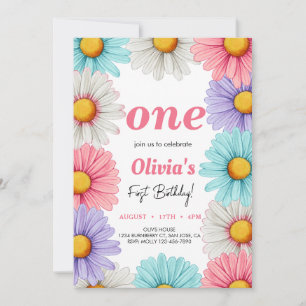 Cute Pastel Daisy Girl birthday Invitation