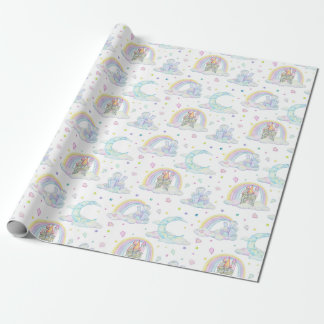 Cute Pastel Diamond Castle And Clouds Wrapping Paper