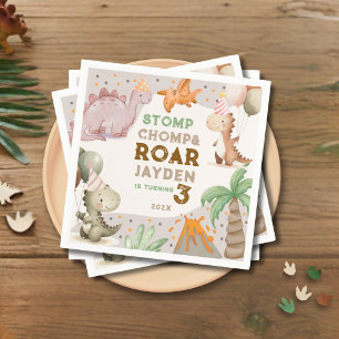 Cute Pastel Dinosaur Birthday Party Napkin