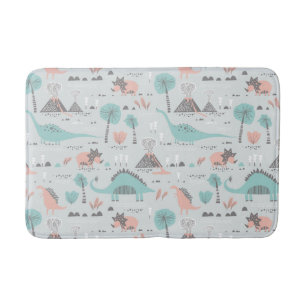 Cute Pastel Dinosaur Pattern Bath Mat