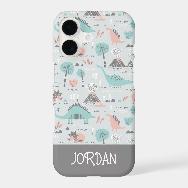 Cute Pastel Dinosaur Pattern iPhone Case (Back)