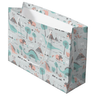 Cute Pastel Dinosaur Pattern Large Gift Bag