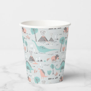 Cute Pastel Dinosaur Pattern Paper Cups