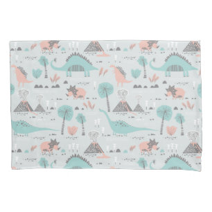 Cute Pastel Dinosaur Pattern Pillowcase