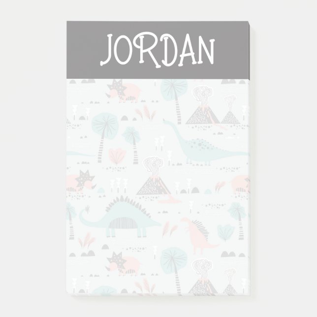 Cute Pastel Dinosaur Pattern Post-it Notes (Front)