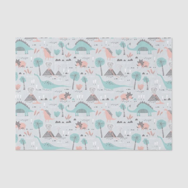 Cute Pastel Dinosaur Pattern Tissue Paper (Front)
