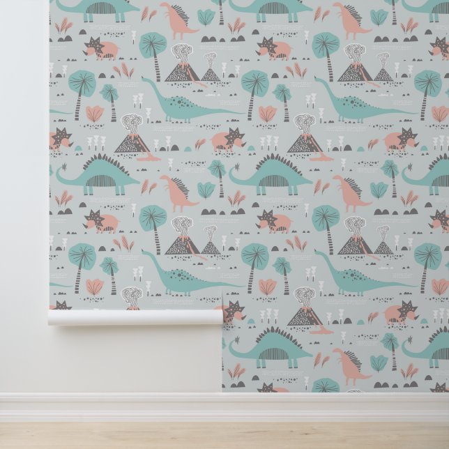 Cute Pastel Dinosaur Pattern Wallpaper (Application)