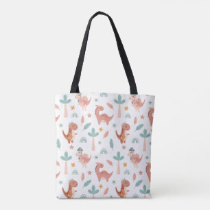 Cute Pastel Dinosaur Tote Bag – Whimsical & Fun