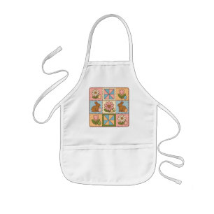 Cute Pastel Easter Bunny Flower Patchwork  Kids Apron