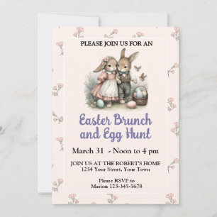 Cute Pastel Easter Egg Hunt and Brunch Invitation