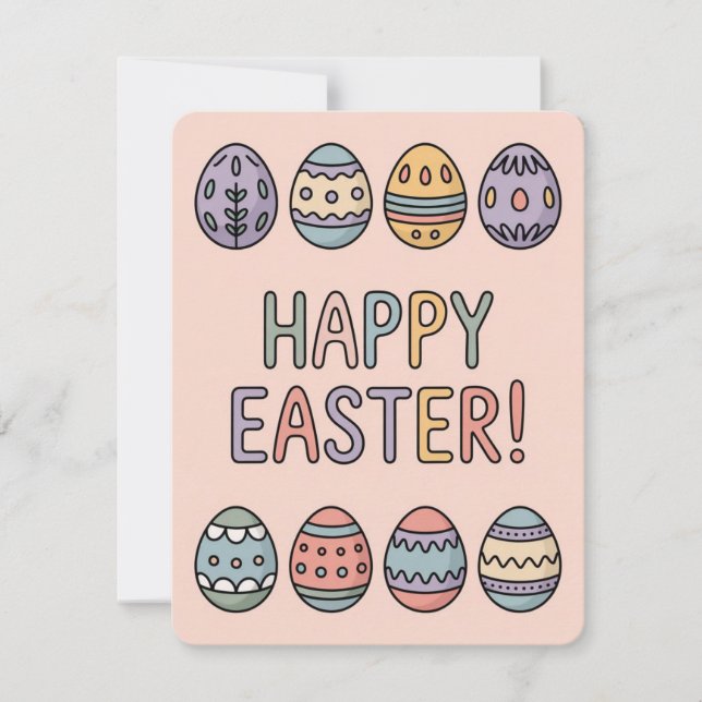 Cute Pastel Easter Eggs Spring Holiday Card (Front)