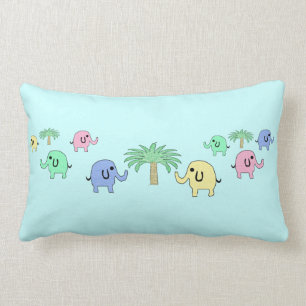 Cute Pastel Elephants Kids Pillow