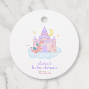 Cute Pastel Fairytale Dragon Unicorn Baby Shower  Favour Tags