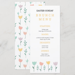 Cute Pastel Floral Colourful Easter Sunday Brunch Menu