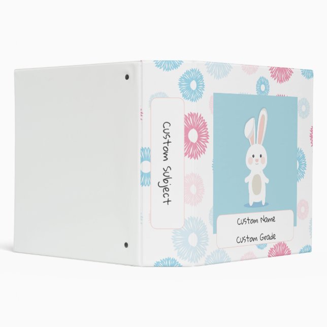 Cute Pastel Floral et Rabbit Classeur rose et bleu (Arrière-plan)
