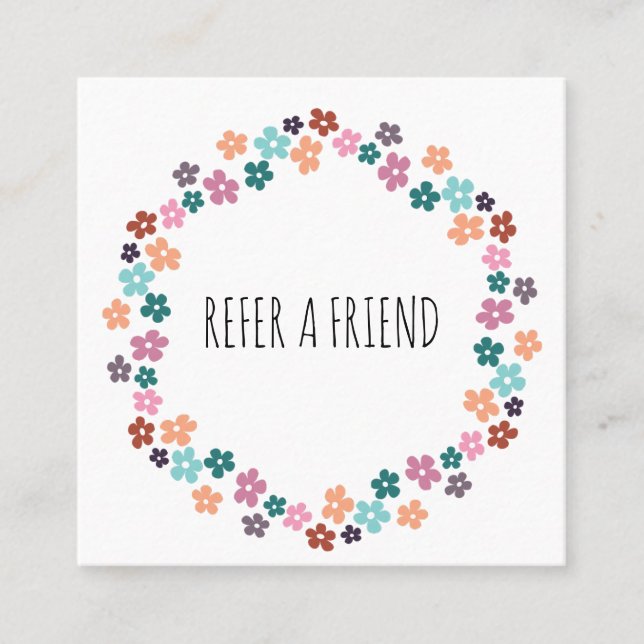 Cute Pastel Floral Hair Stylist Flower Wreath Appointment Card (Front)