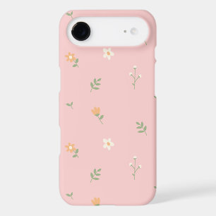 Cute Pastel Floral Pattern on Pink Background