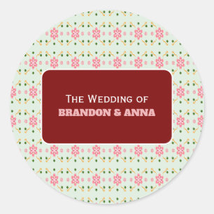 Cute Pastel Floral Seamless Pattern sweet pink Classic Round Sticker
