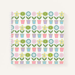 Cute Pastel Flower Pots Pattern Notebook