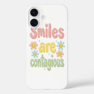 Cute Pastel Flower Smiles Are Contagious iPhone 16 Case