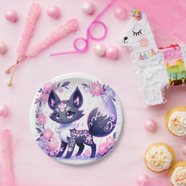 Cute Pastel Fox Baby Shower Paper Plate (Party)