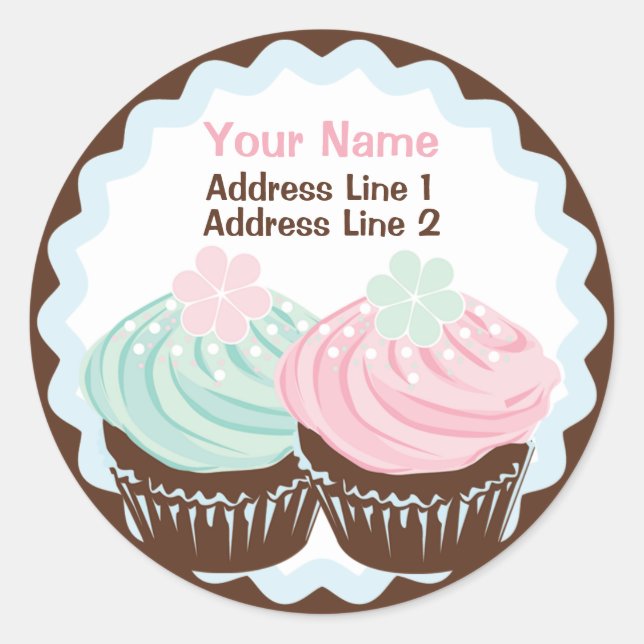 Cute Pastel Frosted Cupcake Address Label (Front)