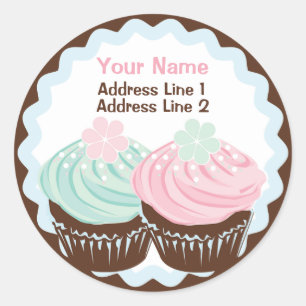 Cute Pastel Frosted Cupcake Address Label
