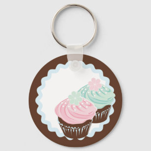 Cute Pastel Frosted Cupcakes Keychain